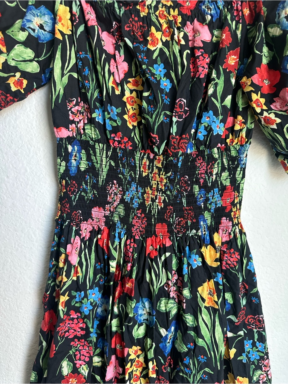 Cara Cara Mimi Floral Bold Garden Print Dress Puff Sleeve XS off the shoulder - Picture 9 of 15